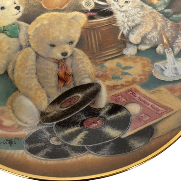Franklin Mint Collectible Plate Teddys Music Hour by Sue Willis Porcelain 8" - Picture 3 of 6